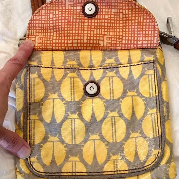 FOSSIL ladybug print coated canvas crossbody bag purse - Picture 2 of 10